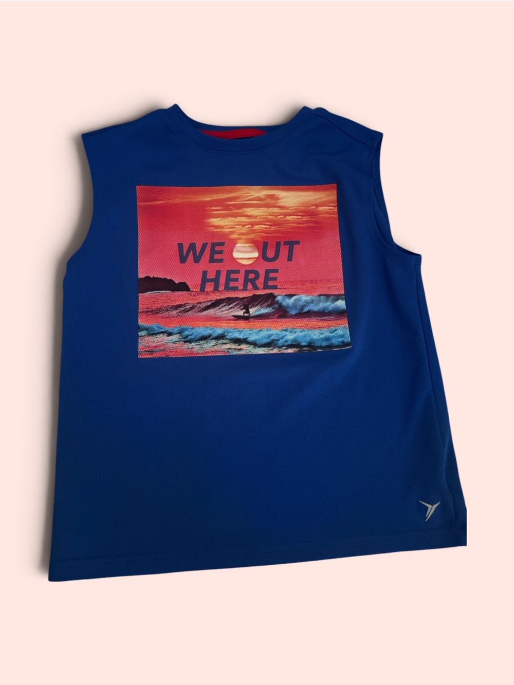 Old Navy Active Blue Kid's Sleeveless Tank with Sunset Graphic